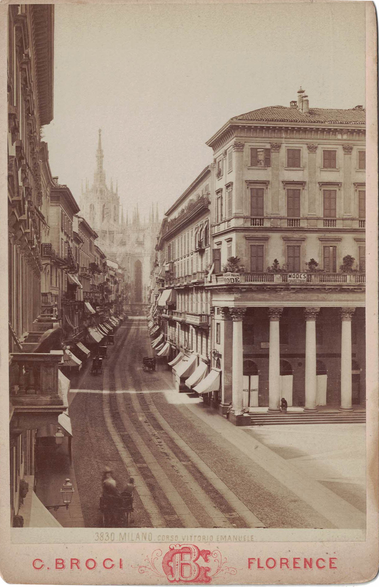 Corso Vittorio Emanuele a Milano (biglietto da visita) di Brogi G (XIX)