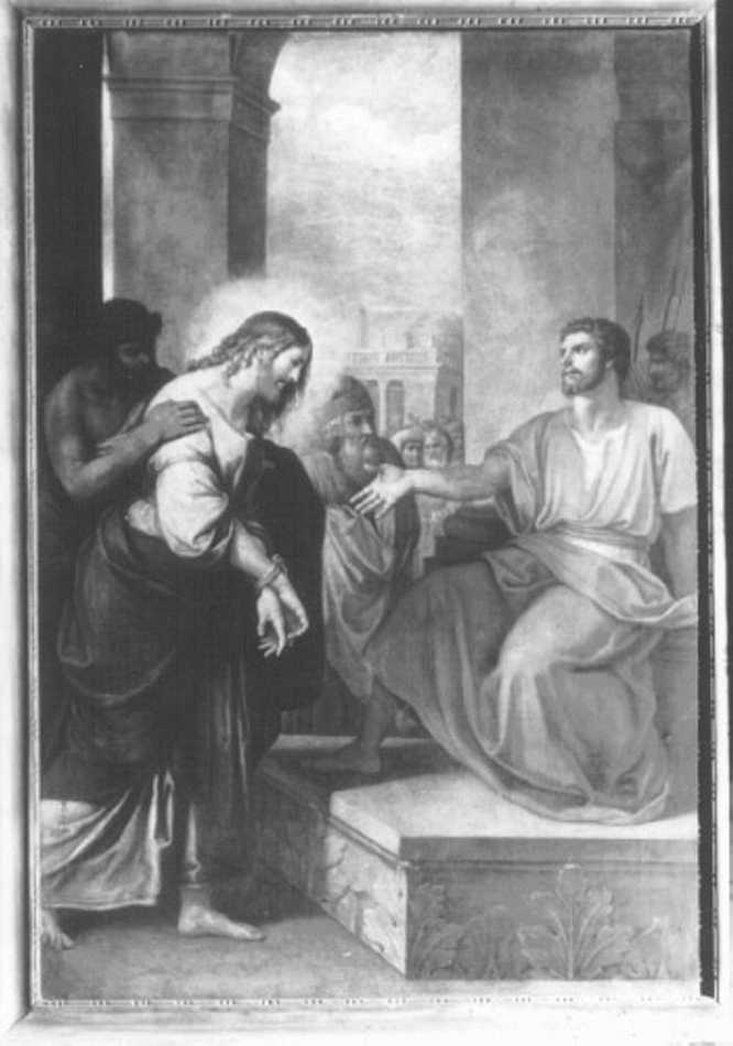 stazione I: Gesù condannato a morte (dipinto) di Caliari Giovanni Battista (secondo quarto XIX)