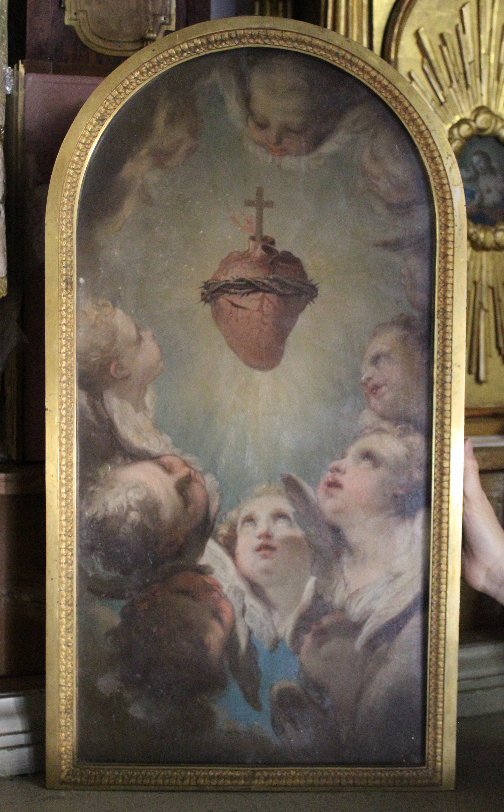 Cherubini in adorazione del Sacro Cuore di Gesù (dipinto, opera isolata) di Gandolfi Gaetano (fine XVIII)