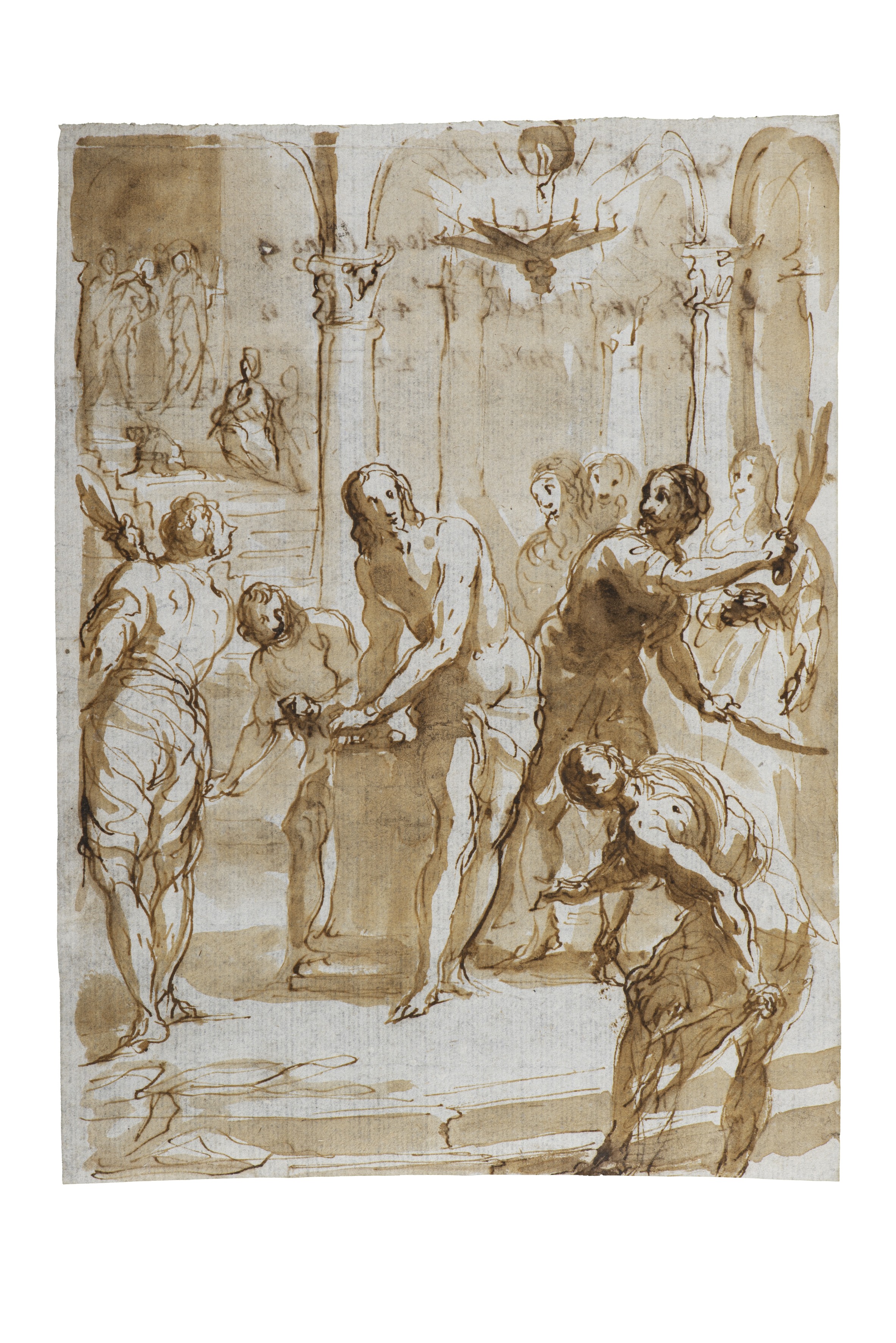 Flagellazione di Cristo (disegno) di Alessandro Maganza - ambito veneto (ultimo quarto sec. XVI)