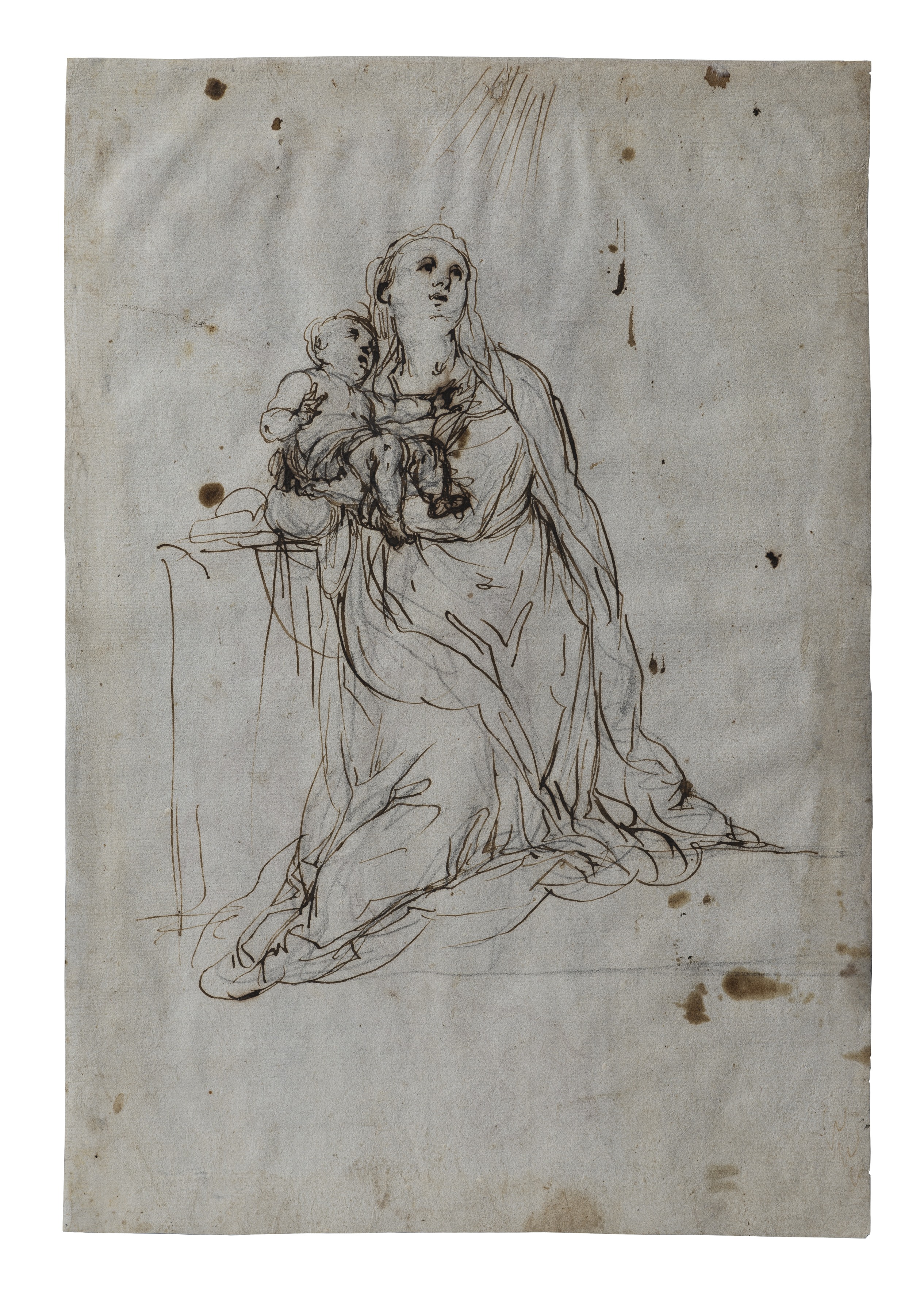 Madonna con Bambino (disegno) di Bottega di Alessandro Maganza - ambito veneto (inizio sec. XVII)