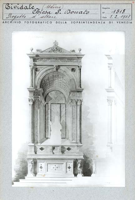 Interno: cappella di S. Donato, altare (positivo) di Ongaro Massimiliano (Attr), Gabinetto Fot. Soprintendenza ai Monumenti di Venezia (inizio XX)