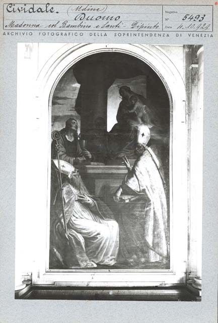 Documentazione storico artistica: sec. XVII, dipinto, Madonna col Bambino e Santi; Poncun Matej (positivo) di Ponzone Matteo, Gabinetto Fot. Soprintendenza ai Monumenti di Venezia (secondo quarto XX)