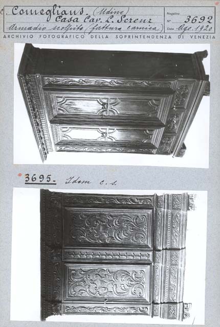 Documentazione storico artistica: armadio; Ambito carnico (positivo) di Gabinetto Fot. Soprintendenza ai Monumenti di Venezia, Caprioli, Giovanni - Ambito carnico (primo quarto XX)