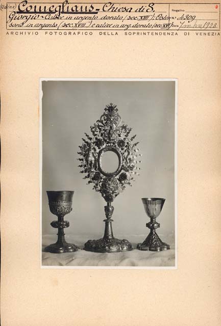 Documentazione storico artistica: sec. XVII, ostensorio; Schneider Ludwig (positivo) di Schneider Ludwig, Gabinetto Fot. Soprintendenza ai Monumenti di Venezia, Caprioli, Giovanni (primo quarto XX)