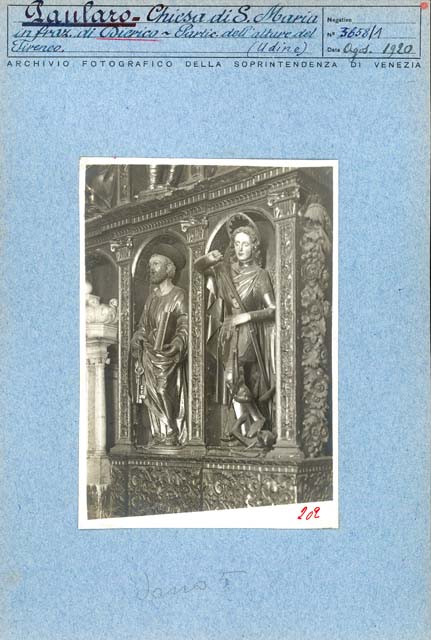 Statue: San Pietro, San Michele Arcangelo ed il drago (positivo) di Tironi Antonio, Gabinetto Fot. Soprintendenza ai Monumenti di Venezia, Caprioli, Giovanni (primo quarto XX)