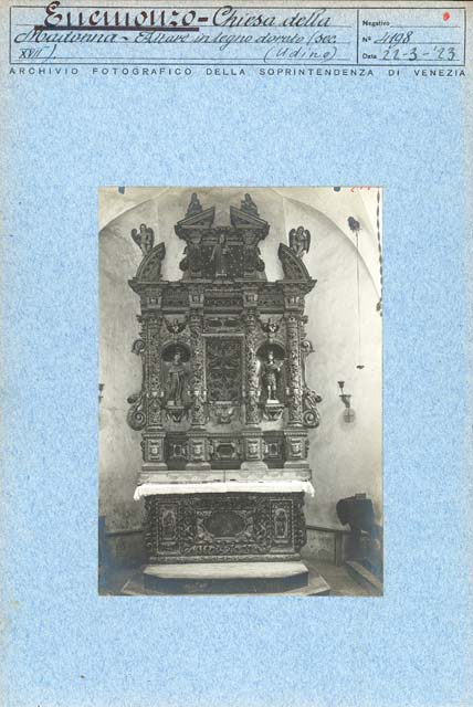 Documentazione storico artistica: sec. XVII, altare, maggiore; bottega, Comuzzo Giovanni Vincenzo (positivo) di Comuzzo Giovanni Vincenzo (Bottega), Gabinetto Fot. Soprintendenza ai Monumenti di Venezia, Caprioli, Giovanni (primo quarto XX)
