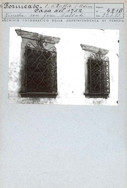 Edifici rurali: sec. XVIII, casa; Formeaso (positivo) di Gabinetto Fot. Soprintendenza ai Monumenti di Venezia, Caprioli, Giovanni (primo quarto XX)