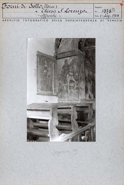 Edifici religiosi: chiesa, San Lorenzo; Forni di Sotto (positivo) di Gianfrancesco del Zoto detto Gianfrancesco da Tolmezzo, Gabinetto Fot. Soprintendenza ai Monumenti di Venezia, Ongaro, Massimiliano (inizio XX)