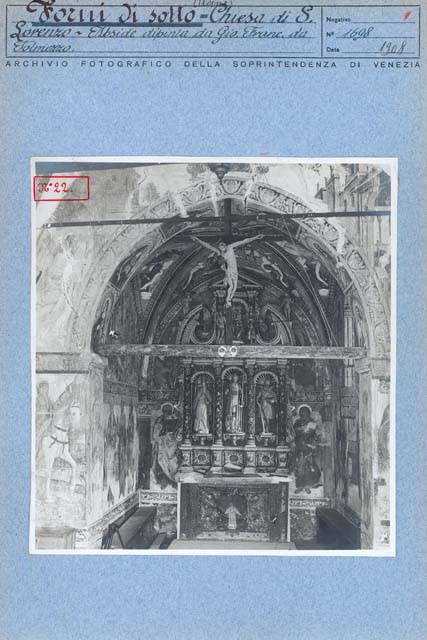 Documentazione storico artistica: sec. XV, affreschi; Gianfrancesco del Zoto detto Gianfrancesco da Tolmezzo (positivo) di Gianfrancesco del Zoto detto Gianfrancesco da Tolmezzo, Comuzzo Gerolamo, Battigelli, Ernesto, Gabinetto Fot. Soprintendenza ai Monumenti di Venezia (inizio XX)
