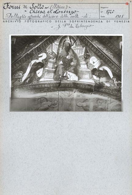 Edifici religiosi: chiesa, San Lorenzo; Forni di Sotto (positivo) di Gianfrancesco del Zoto detto Gianfrancesco da Tolmezzo, Battigelli, Ernesto, Gabinetto Fot. Soprintendenza ai Monumenti di Venezia (inizio XX)