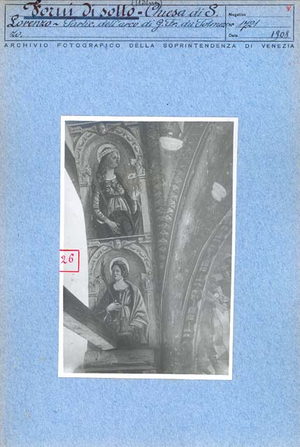 Edifici religiosi: chiesa, San Lorenzo; Forni di Sotto (positivo) di Gianfrancesco del Zoto detto Gianfrancesco da Tolmezzo, Battigelli, Ernesto, Gabinetto Fot. Soprintendenza ai Monumenti di Venezia (inizio XX)