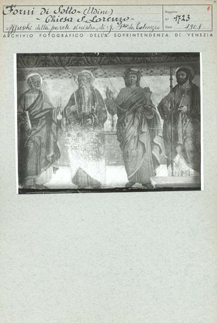 Edifici religiosi: chiesa, San Lorenzo; Forni di Sotto (positivo) di Gianfrancesco del Zoto detto Gianfrancesco da Tolmezzo, Battigelli, Ernesto, Gabinetto Fot. Soprintendenza ai Monumenti di Venezia (inizio XX)