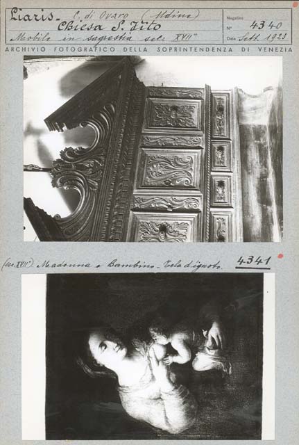 Documentazione storico artistica: sec. XVII, mobile da sagrestia; ambito friulano (positivo) di Gabinetto Fot. Soprintendenza ai Monumenti di Venezia, Caprioli, Giovanni - Ambito friulano (primo quarto XX)