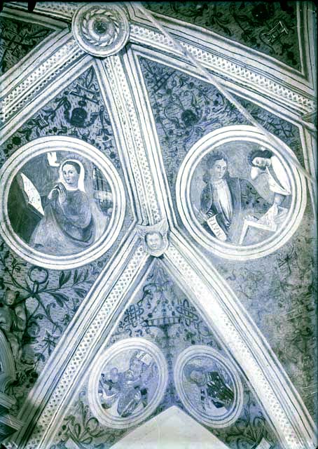 Documentazione storico artistica: sec. XVI, affresco, Padre Eterno, Evangelisti, Santi, particolare; Pauletti Lorenzo da Ampezzo (negativo) di Paulitti Lorenzo (Attr), Caprioli, Giovanni (primo quarto XX)