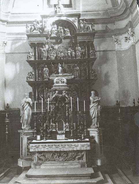 Documentazione storico artistica: sec. XVIII, altare maggiore (positivo) di Martini Giovanni, Ongaro, Massimiliano (inizio XX)