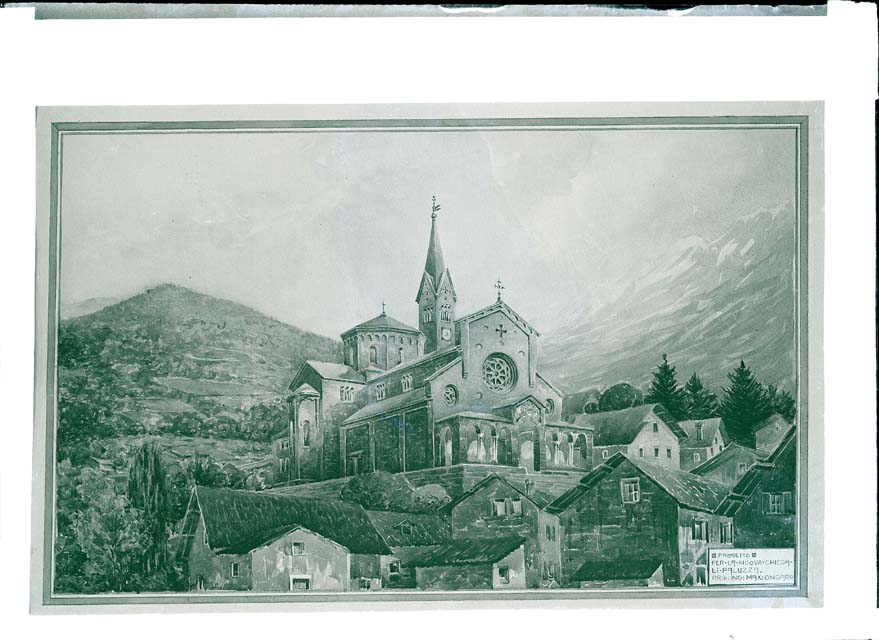 Edifici religiosi: sec. XX, chiesa, Santa Maria; Paluzza (negativo) di Ongaro Massimiliano, Gabinetto Fot. Soprintendenza ai Monumenti di Venezia (primo quarto XX)