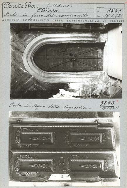 Edifici religiosi: sec. XV, chiesa, Santa Maria; Pontebba (positivo) di Gabinetto Fot. Soprintendenza ai Monumenti di Venezia (prima metà XX)