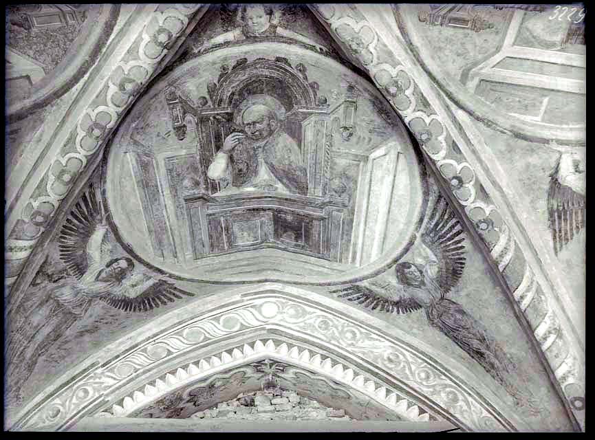 Documentazione storico artistica: sec. XV, affreschi, Dottori della Chiesa, particolare; Dario da Pordenone; dopo il restauro (negativo) di Gabinetto Fot. Soprintendenza ai Monumenti di Venezia (prima metà XX)