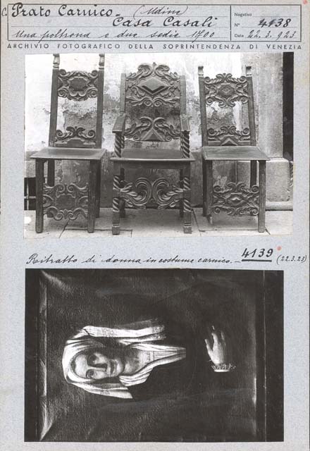 Documentazione storico artistica: sedie, seggiolone; ambito carnico (positivo) di Caprioli, Giovanni - Ambito carnico (prima metà XX)