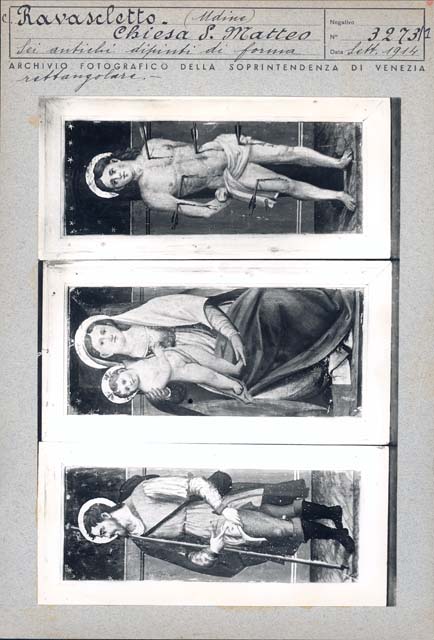 Documentazione storico artistica: dipinto, San Rocco, Madonna col Bambino, San Sebastiano (positivo) di Gabinetto Fot. Soprintendenza ai Monumenti di Venezia (primo quarto XX)