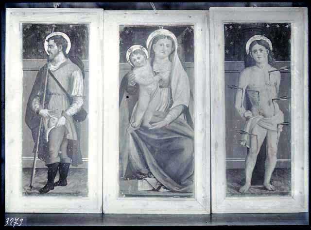 Documentazione storico artistica: dipinto, San Rocco, Madonna col Bambino, San Sebastiano (negativo) di Gabinetto Fot. Soprintendenza ai Monumenti di Venezia (primo quarto XX)