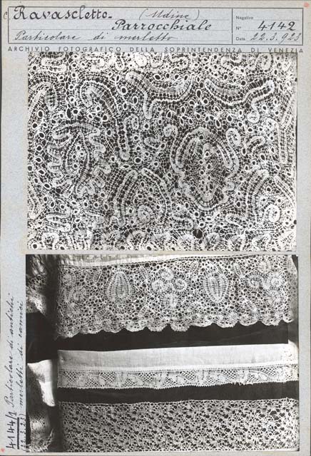 Documentazione storico artistica: sec. XIX, merletto di camice; manifattura friulana (positivo) di Caprioli, Giovanni - Manifattura friulana (prima metà XX)
