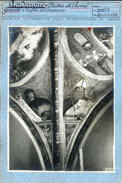 Interno: cappella laterale, coro, volta, pennacchio d'imposta (positivo) di Sacchis Giovanni Antonio detto Pordenone, Gabinetto Fot. Soprintendenza ai Monumenti di Venezia (prima metà XX)
