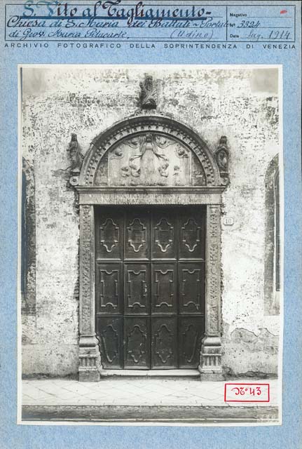 Edifici religiosi: chiesa, Santa Maria dei Battuti; San Vito al Tagliamento (positivo) di Pilacorte Giovanni Antonio, Gabinetto Fot. Soprintendenza ai Monumenti di Venezia (prima metà XX)
