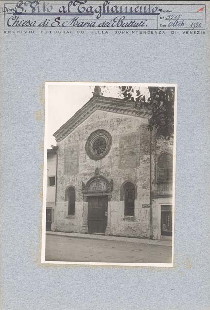 Edifici religiosi: chiesa, Santa Maria dei Battuti; San Vito al Tagliamento (positivo) di Pilacorte Giovanni Antonio, Gabinetto Fot. Soprintendenza ai Monumenti di Venezia (prima metà XX)