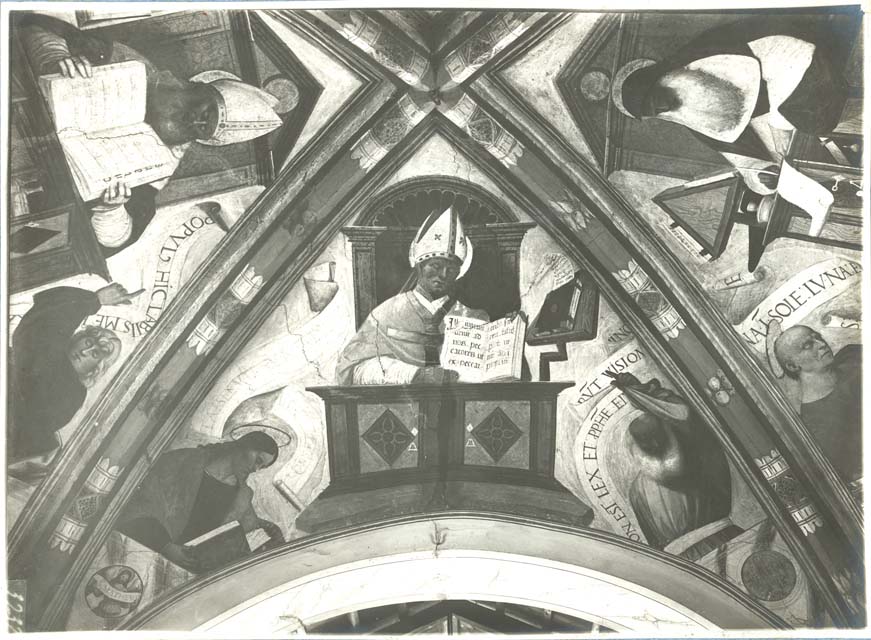 Documentazione storico artistica: sec. XVI, affresco, Dottori della Chiesa; Evangelisti; Profeti; particolare; Sacchis Giovanni Antonio detto Pordenone (positivo) di Sacchis Giovanni Antonio detto Pordenone, Gabinetto Fot. Soprintendenza ai Monumenti di Venezia (prima metà XX)