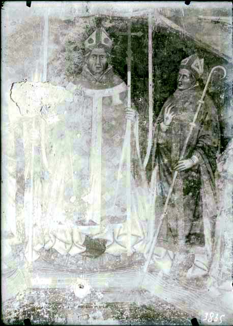 Interno: sinistra, cappella San Lorenzo, parete destra (negativo) di Vitale da Bologna, Caprioli, Giovanni (prima metà XX)