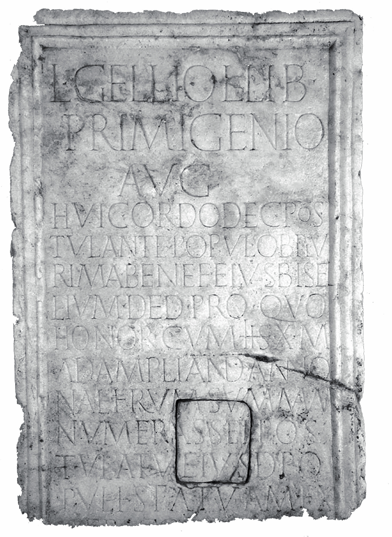 luogo con ritrovamento sporadico, epigrafe, Epigrafe del bisellium (SECOLI/ II)