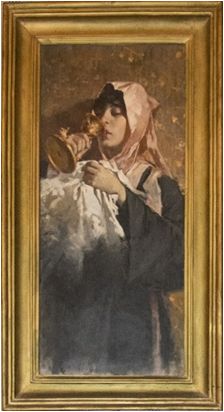L'amaro calice della vita, Donna che beve da un calice (dipinto, opera isolata) di Irolli Vincenzo (attribuito) (seconda metà XIX)