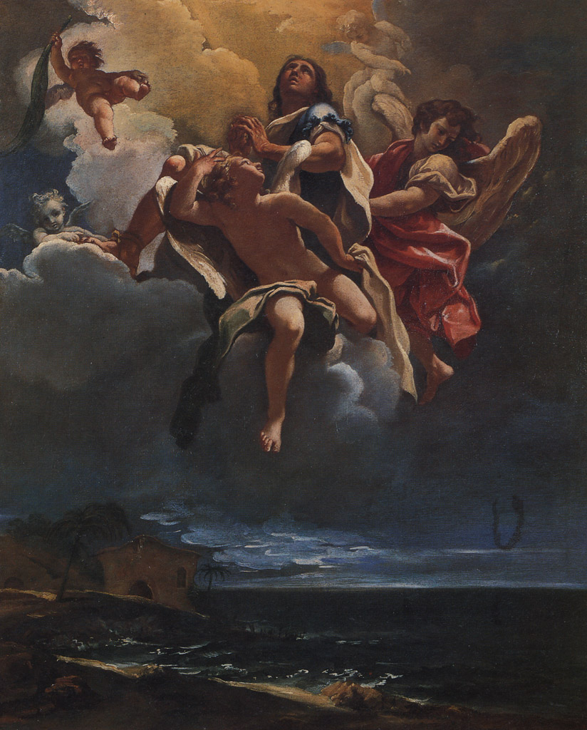 Apoteosi di un santo (Vittore?) (dipinto) di Ricci Sebastiano (sec. XVII)