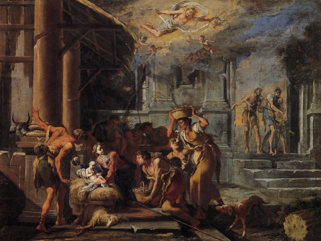 Adorazione dei pastori (dipinto) di Gargiulo Domenico detto Micco Spadaro (sec. XVII)