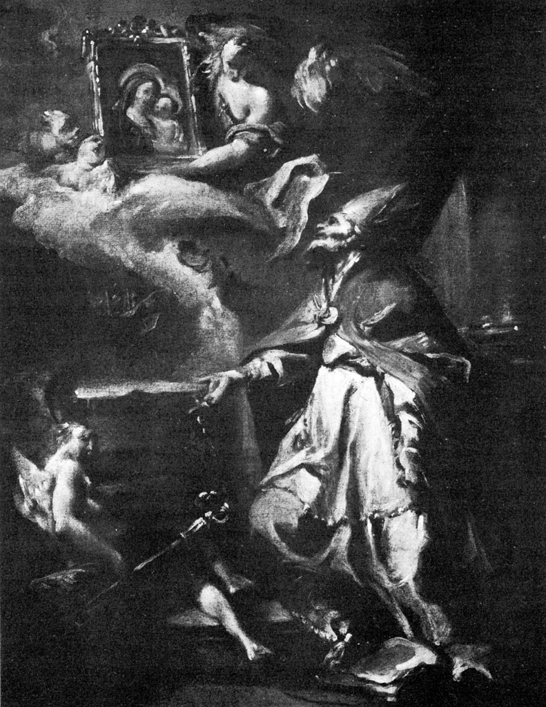 Sant'Eusebio adora l'immagine della Vergine (dipinto) di Carloni Carlo Innocenzo (sec. XVIII)