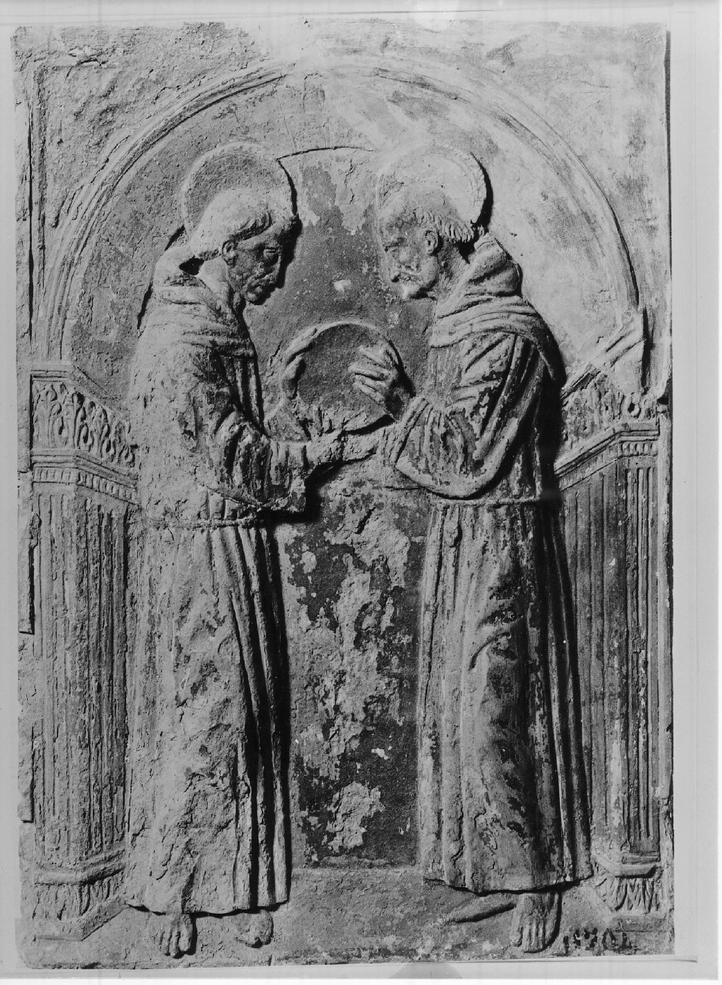 San Bernardino da Siena e santo francescano (targa devozionale) - ambito Italia settentrionale (seconda metà sec. XV)