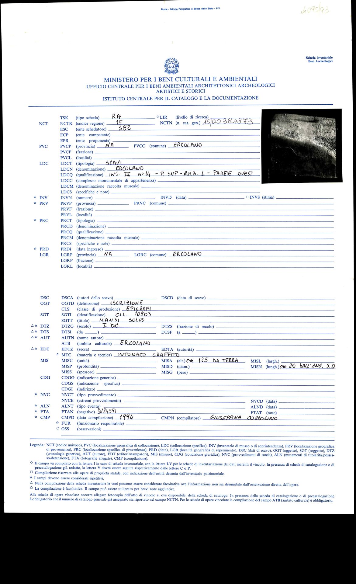 graffito, epigrafe (sec. I d.C)