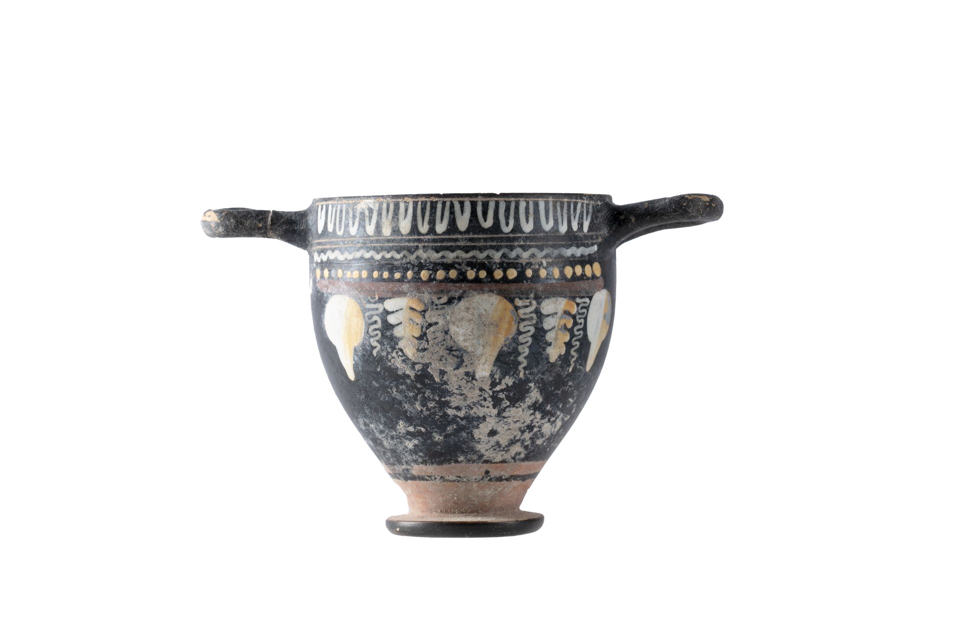 skyphos, Morel F 4311 - ceramica di gnathia (secc. IV/ III a.C)