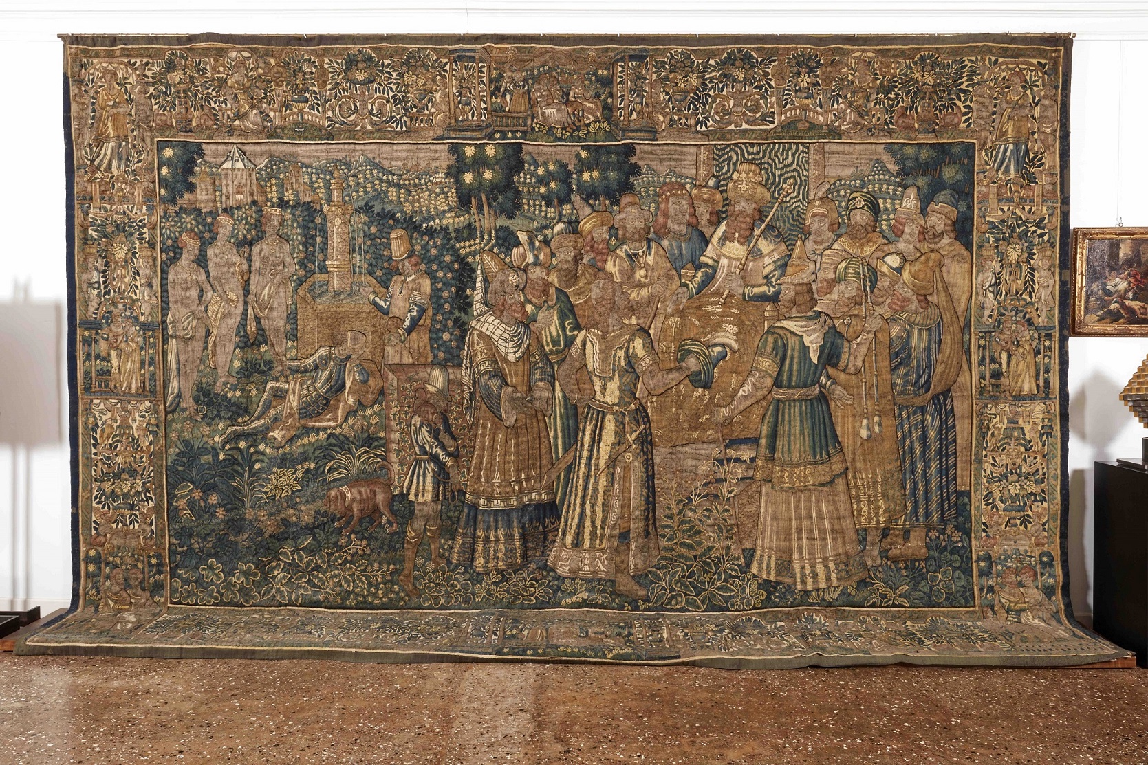 Giudizio di Paride e l'assemblea dei re greci, Giudizio di Paride e l'assemblea dei re greci (arazzo, opera isolata) - manifattura fiamminga (seconda metà XVI)