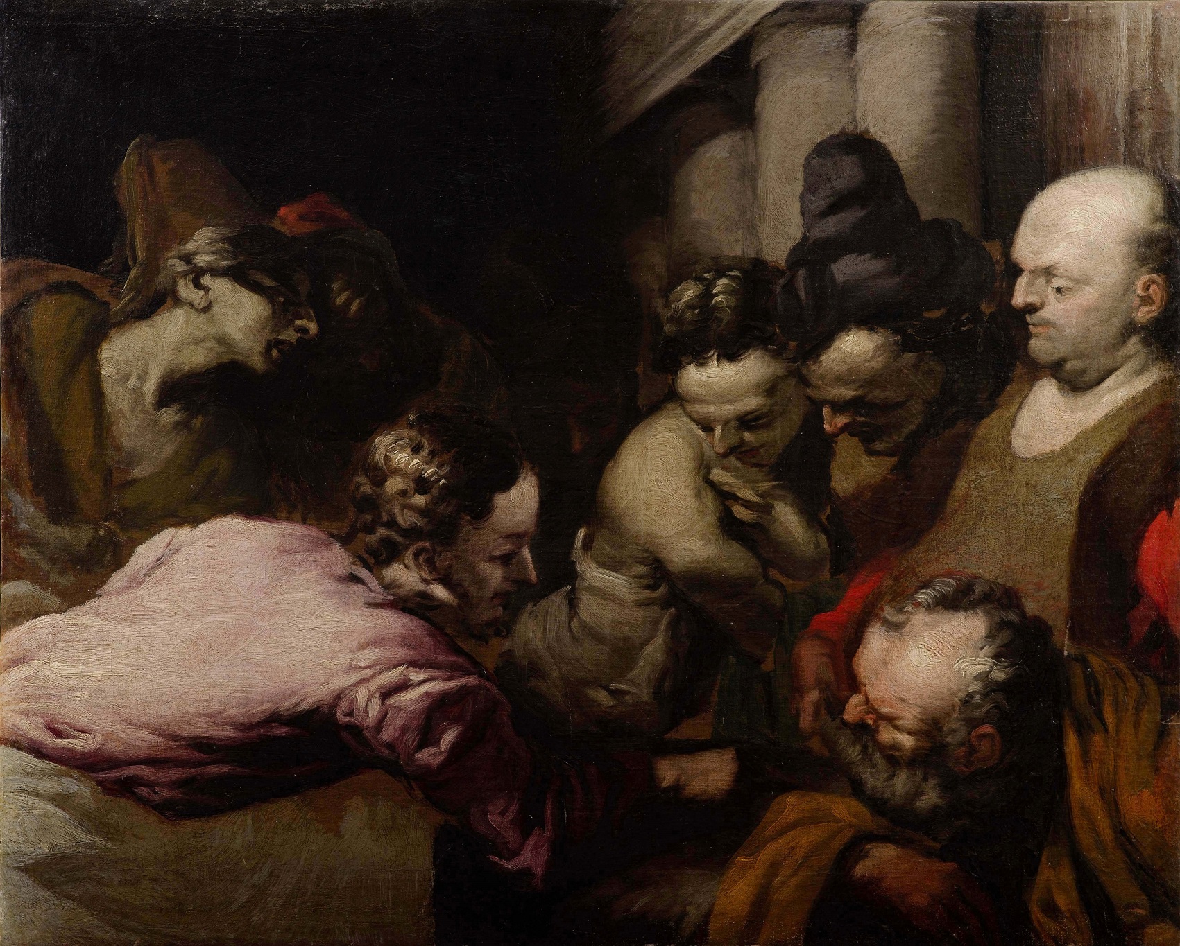 Cristo e l'adultera, Cristo e l'adultera (dipinto, opera isolata) di Carneo Antonio (ultimo quarto XVII)