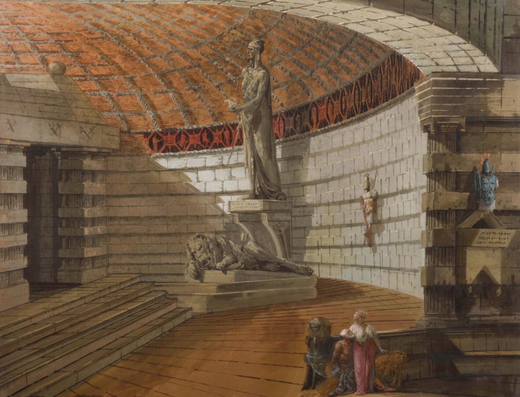 Interno di tempio, Interno di tempio (bozzetto per scenografia, pendant) di Bison Giuseppe Bernardino (prima metà XIX)