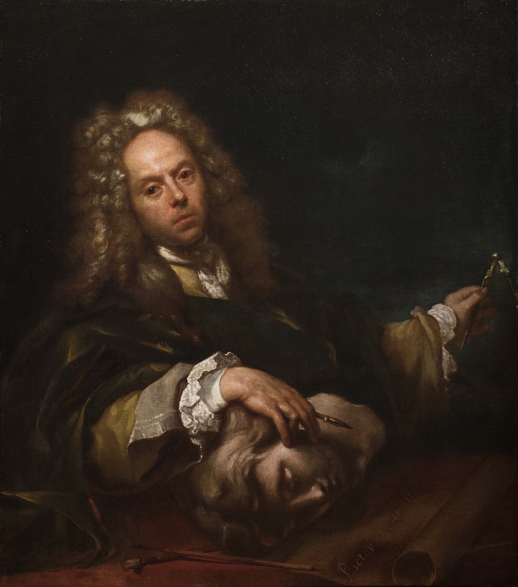 Autoritratto, Ritratto di artista (dipinto, opera isolata) di Trevisani Angelo (secondo quarto XVIII)