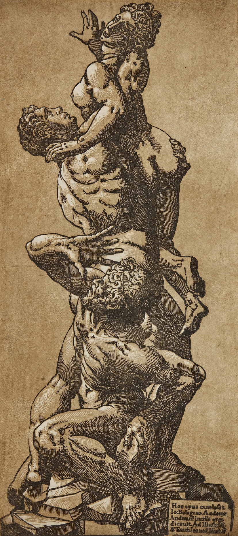 Ratto delle Sabine, Ratto delle Sabine (stampa smarginata) di Andreani Andrea, Jean de Boulogne detto Giambologna (terzo quarto XVI)