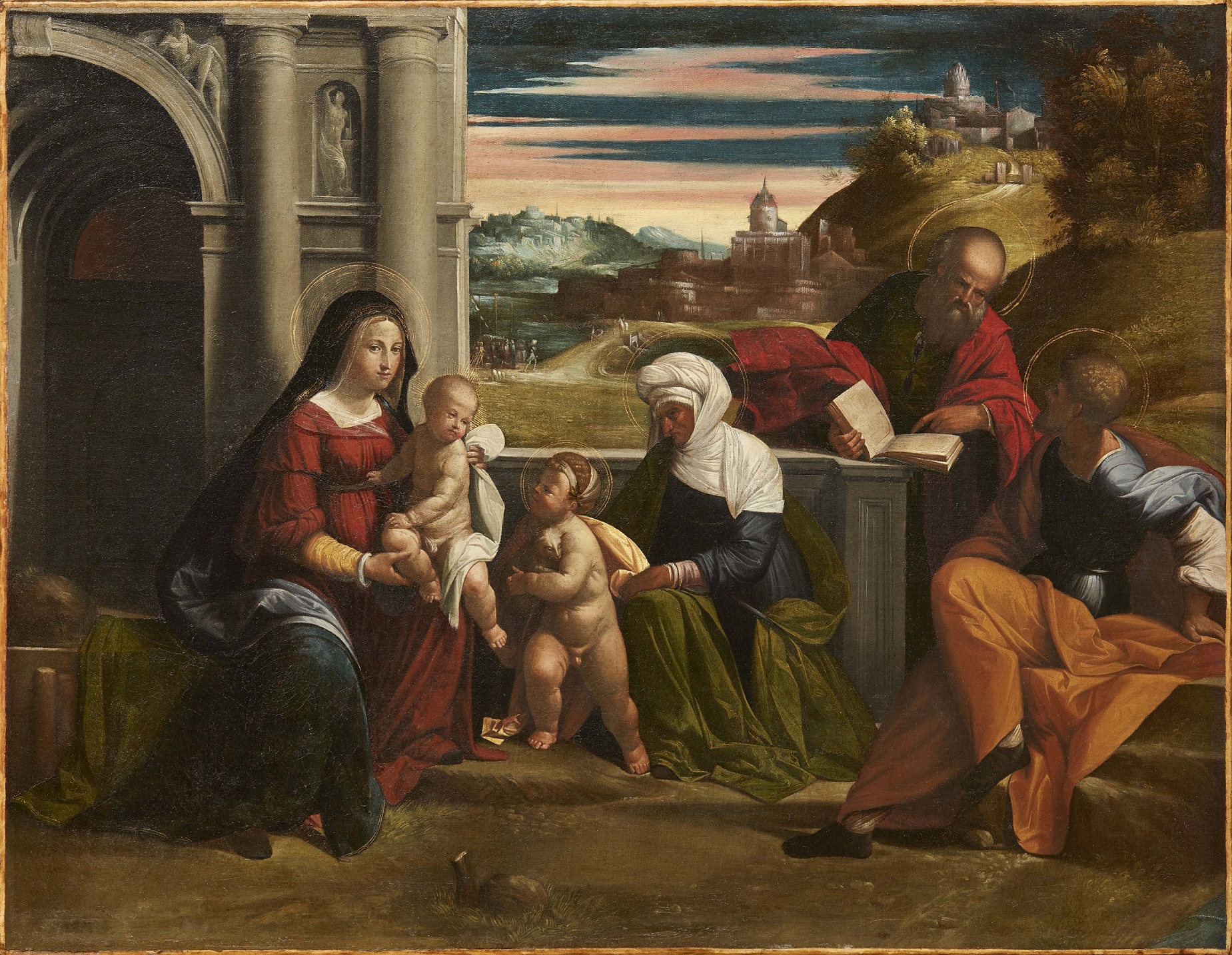 Sacra conversazione con i santi Gioacchino, Anna e Giovannino, Sacra conversazione con i santi Gioacchino, Anna e Giovannino (dipinto, opera isolata) di Tisi Benvenuto detto Garofalo (attribuito) (prima metà XVI)