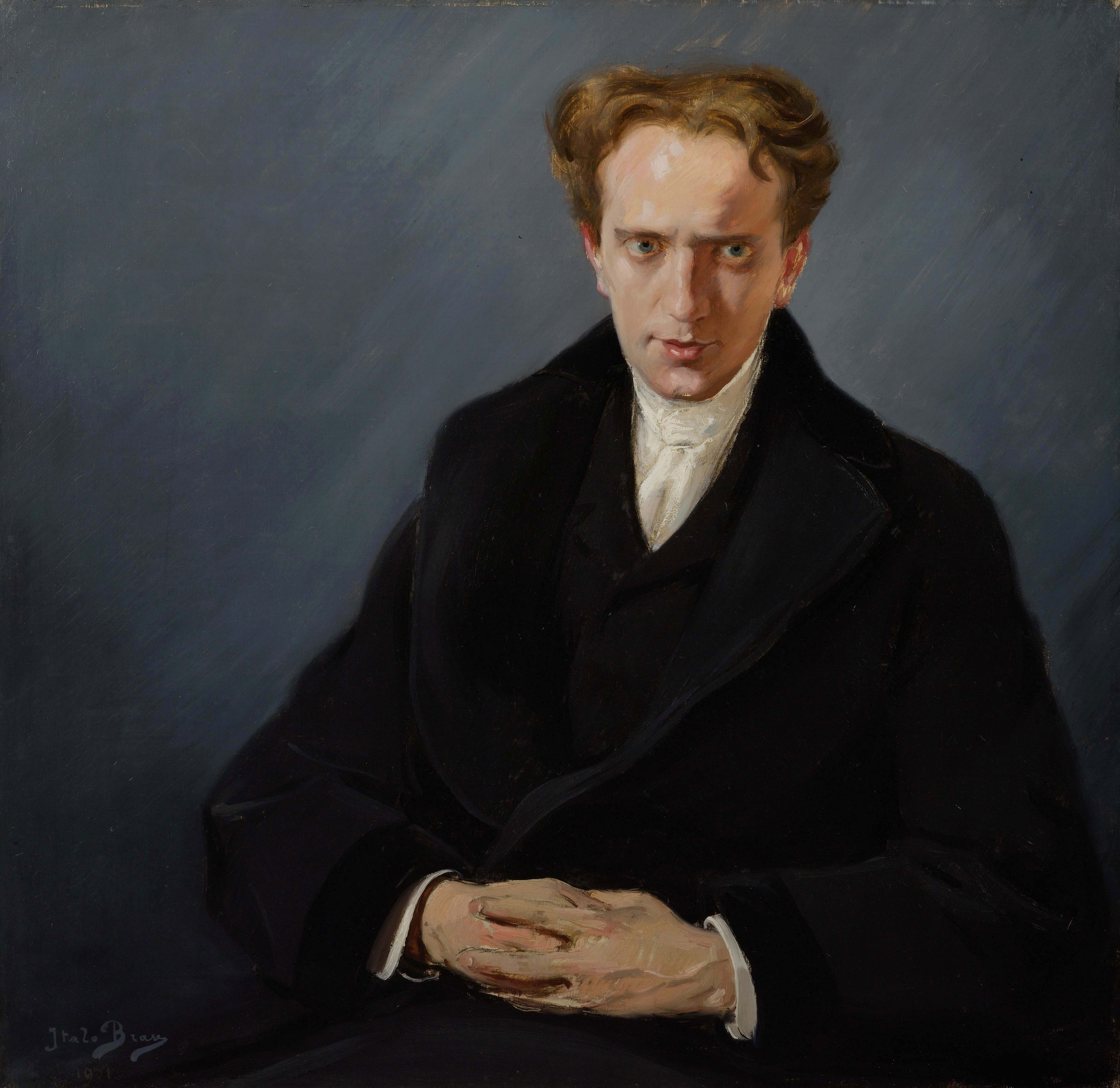 Ritratto in nero - Il pittore Nino Busetto, Ritratto maschile (dipinto, opera isolata) di Brass Italico (inizio SECOLI/ XX)