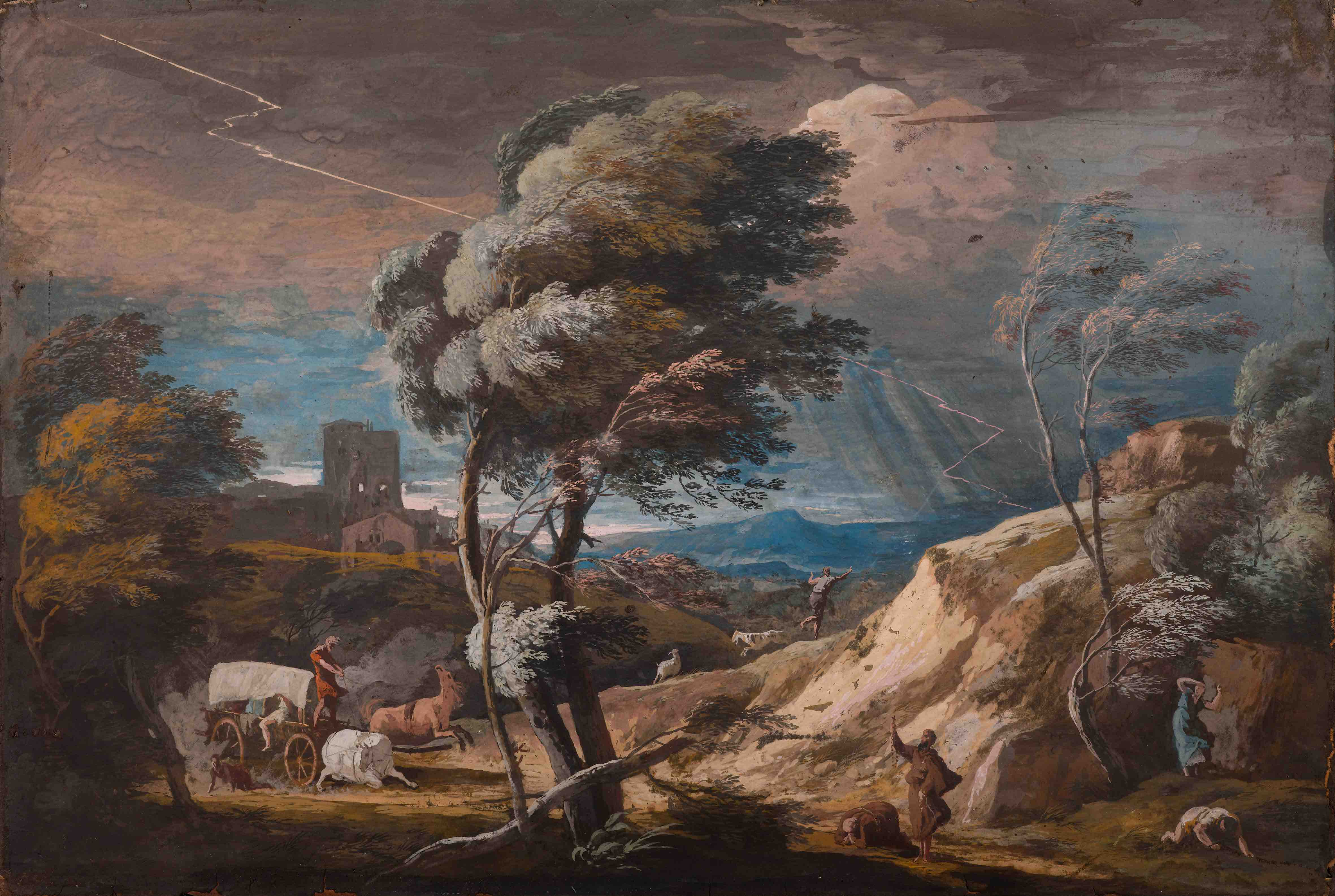 Paesaggio in tempesta, Paesaggio in tempesta (dipinto, opera isolata) di Ricci Marco (prima metà SECOLI/ XVIII)