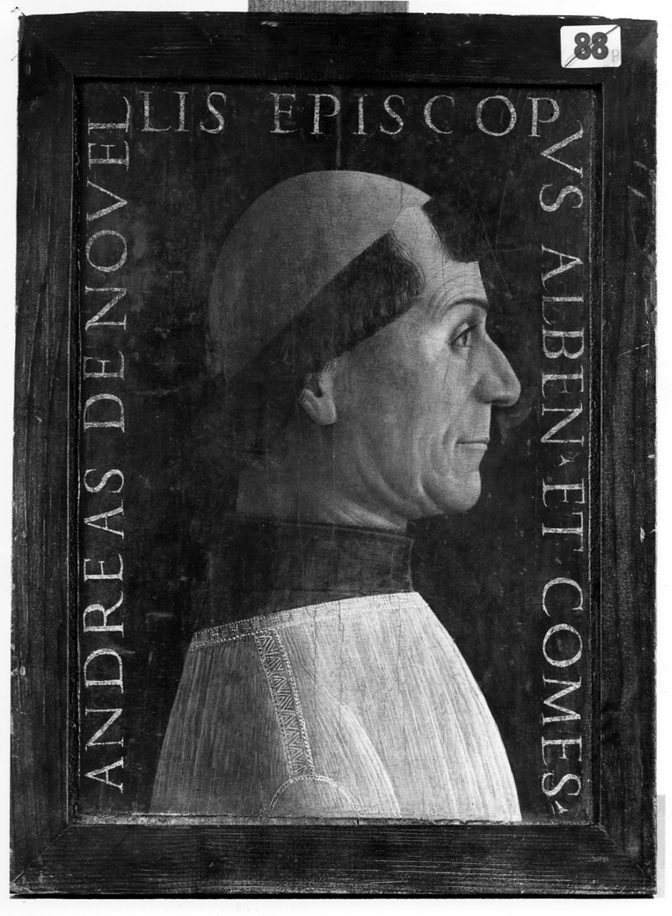 ritratto del vescovo Andrea Novelli (dipinto, opera isolata) di De Alladio Giovanni Giacomo detto Macrino d'Alba (fine sec. XV)