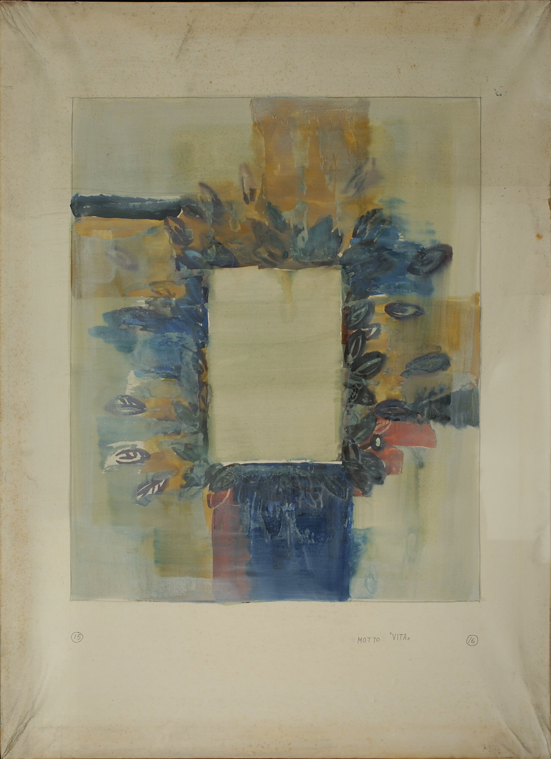 ornamentazione vegetale (disegno artistico, elemento di serie) di motto Vita (anni sessanta XX)